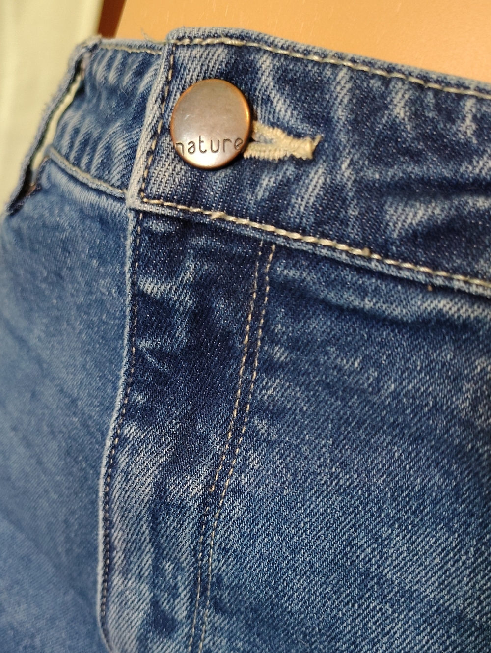 Nature Denim High-Rise Women's Blue Distressed Mom Jeans - Picture 4 of 8